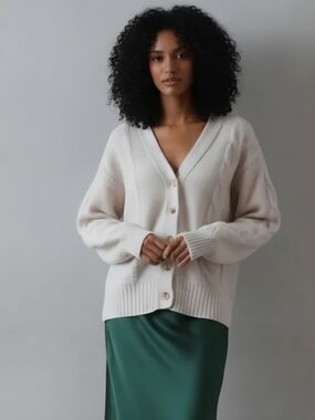STAUD  V-Neck Button-Front Cardigan Size Small